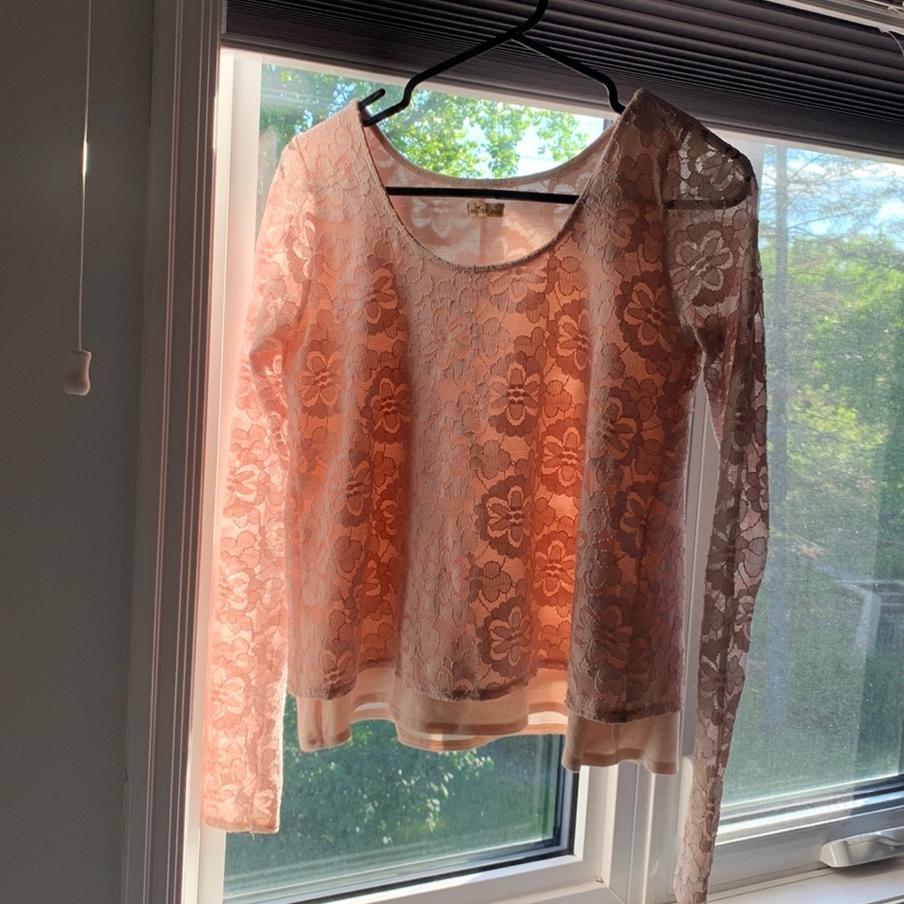 Hollister Lace Long sleeve tops - Cream and Pink